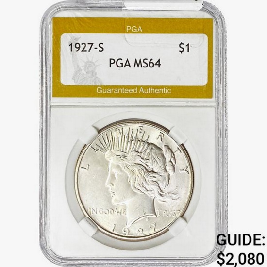 1927-S Silver Peace Dollar PGA MS64