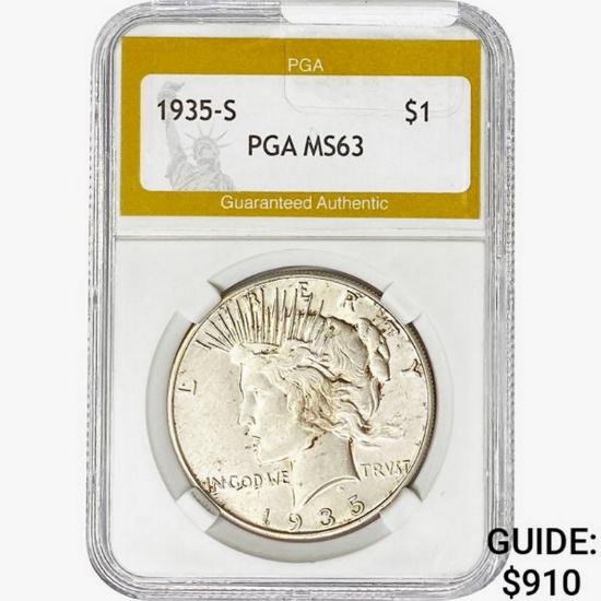 1935-S Silver Peace Dollar PGA MS63