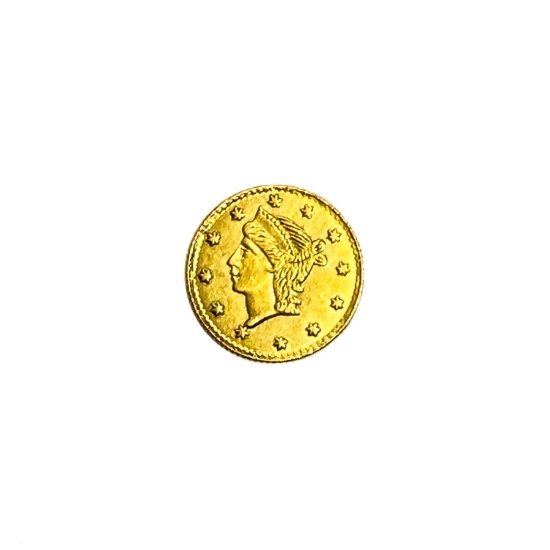 1854 Round California Gold Quarter BG-224