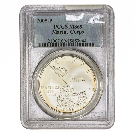 2005-P Marine Corps Silver Dollar PCGS MS69