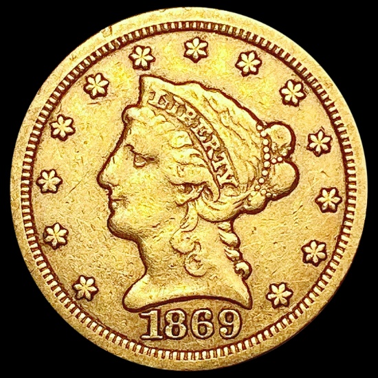 1869-S $2.50 Gold Quarter Eagle NEARLY UNCIRCULATE