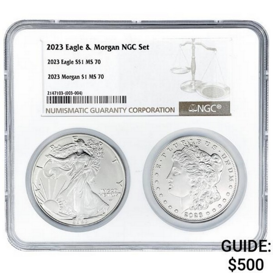 2023 Eagle & 2023 Morgan MS 70 â€“ 2 Coin Set