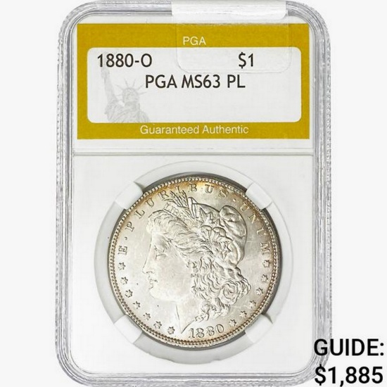 1880-O Morgan Silver Dollar PGA MS63 PL