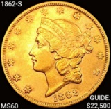 1862-S $20 Gold Double Eagle
