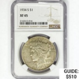 1934-S Silver Peace Dollar NGC XF45