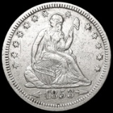 1853 Arws & Rays Seated Liberty Quarter CLOSELY UN