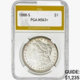 1888-S Morgan Silver Dollar PGA MS63+