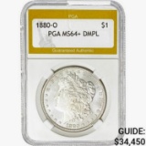 1880-O Morgan Silver Dollar PGA MS64+ DMPL