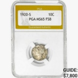 1920-S Mercury Silver Dime PGA MS65 FSB