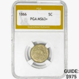 1866 Shield Nickel PGA MS63+