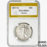 1917-D Walking Liberty Half Dollar PGA MS64+ Obver