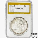 1926-D Silver Peace Dollar PGA MS64