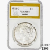 1922-D Silver Peace Dollar PGA MS64 VAM-2A2