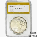 1928-S Silver Peace Dollar PGA MS65