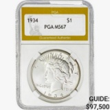 1934 Silver Peace Dollar PGA MS67