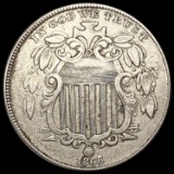 1866 W Rays Shield Nickel NEARLY UNCIRCULATED