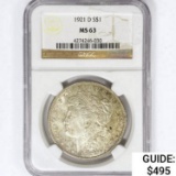 1921-D Morgan Silver Dollar NGC MS63