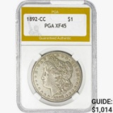 1892-CC Morgan Silver Dollar PGA XF45