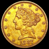 1887-S $5 Gold Half Eagle NEARLY UNCIRCULATED