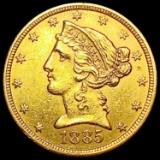 1885-S $5 Gold Half Eagle UNCIRCULATED