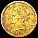1857 $2.50 Gold Quarter Eagle LIGHTLY CIRCULATED