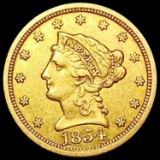 1854-O $2.50 Gold Quarter Eagle NEARLY UNCIRCULATE