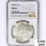 1904-O Morgan Silver Dollar NGC MS65