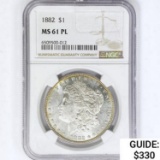 1882 Morgan Silver Dollar NGC MS61 PL
