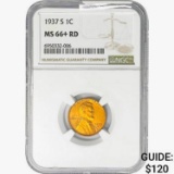 1937-S Wheat Cent NGC MS66+ RD