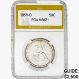 1859-O Seated Liberty Half Dollar PGA MS62+