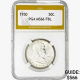 1950 Franklin Half Dollar PGA MS66 FBL