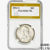 1954-S Franklin Half Dollar PGA MS66 FBL