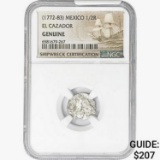1772-83 Mexico 1/2 Reales El Cazador NGC Genuine S
