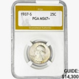 1937-S Washington Silver Quarter PGA MS67+