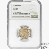 1935-D Buffalo Nickel NGC MS64