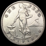 1908 Phillipine Silver Peso CLOSELY UNCIRCULATED