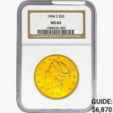 1904-S $20 Gold Double Eagle NGC MS62