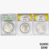 1878-1922 [3] Silver Dollars PCGS/ANACS AU/MS53/63