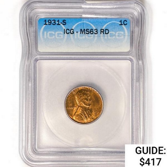 1931-S Wheat Cent ICG MS63 RD