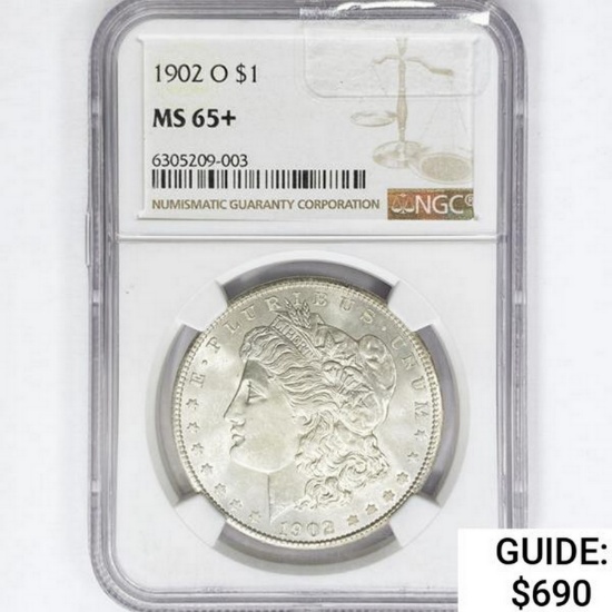 1902-O Morgan Silver Dollar NGC MS65+