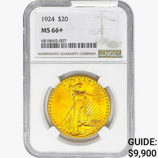 1924 $20 Gold Double Eagle NGC MS66+