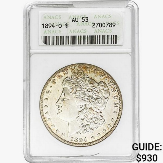 1894-O Morgan Silver Dollar ANACS AU53