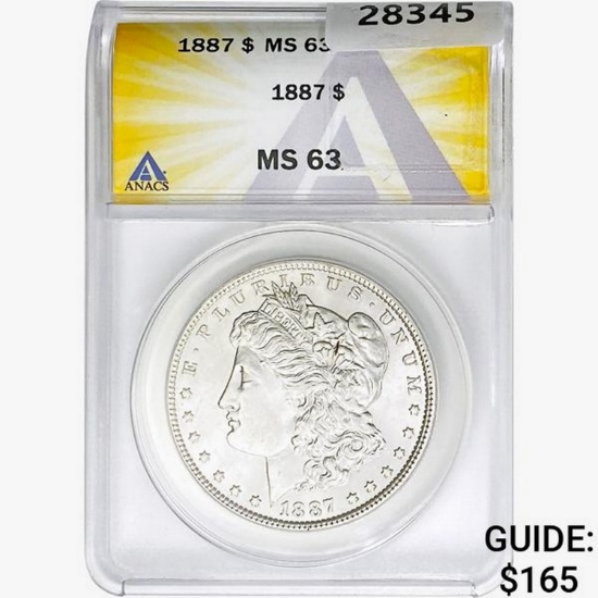 1887 Morgan Silver Dollar ANACS MS63