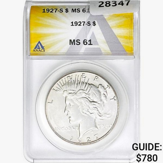 1927-S Silver Peace Dollar ANACS MS61