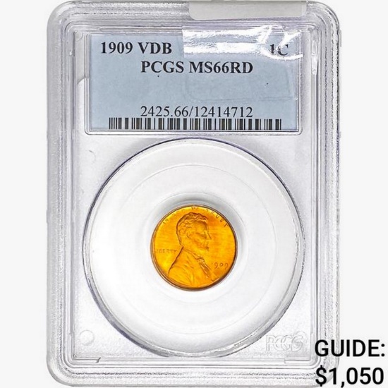 1909 VDB Wheat Cent PCGS MS66 RD