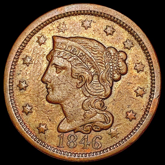 1846 Tall Date Braided Hair Cent CLOSELY UNCIRCULATED