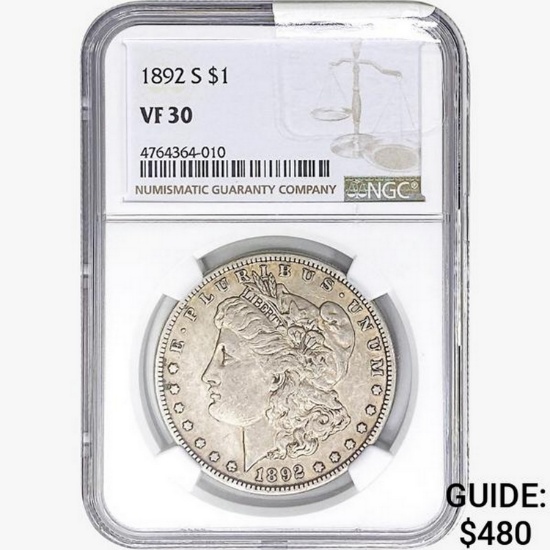 1892-S Morgan Silver Dollar NGC VF30