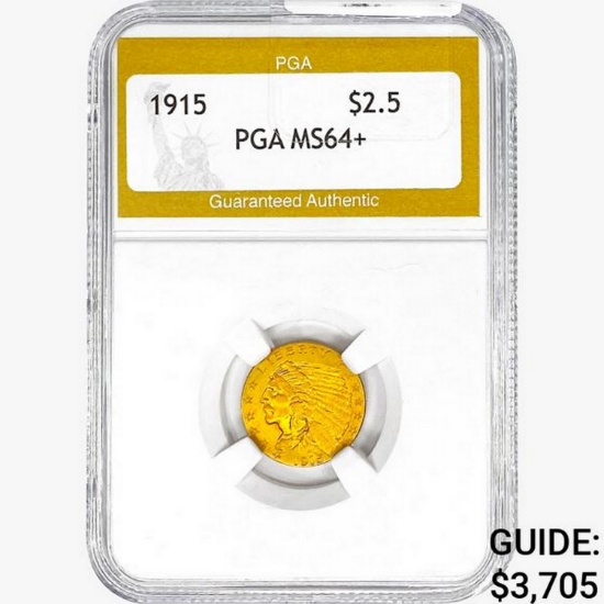 1915 $2.50 Gold Quarter Eagle PGA MS64+