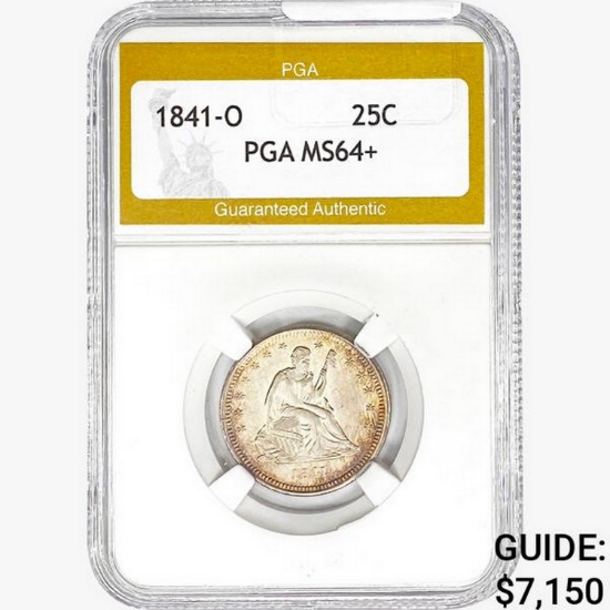 1841-O Seated Liberty Quarter PGA MS64+