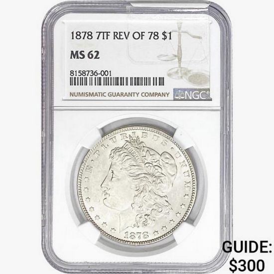 1878 Morgan Silver Dollar NGC MS62 REV 78